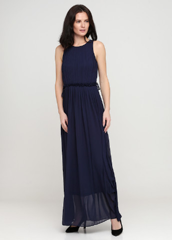 Темно-синее вечернее платье клеш, плиссированное H&M однотонное
