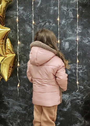 Пудрова зимня куртка для дівчаток warm fur winter Kindamor