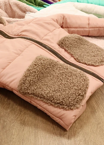 Пудрова зимня куртка для дівчаток warm fur winter Kindamor