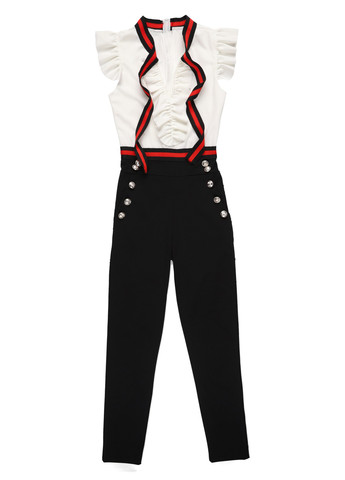 Комбінезон Made in Italy комбінезон-брюки колор блок чорно-білий кежуал поліестер