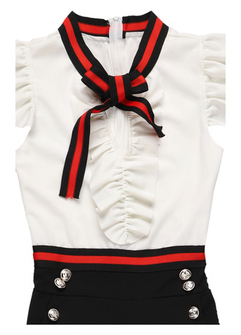 Комбінезон Made in Italy комбінезон-брюки колор блок чорно-білий кежуал поліестер