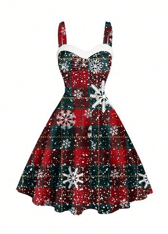 Зимний женский платье SHEIN с новогодним принтом