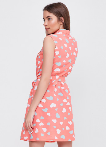 Розовое коктейльное платье а-силуэт SFN сердечки