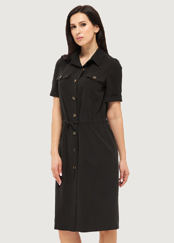 Черное кэжуал платье рубашка DANNA однотонное