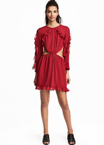 Червона кежуал плаття, сукня з відкритою спиною H&M однотонна