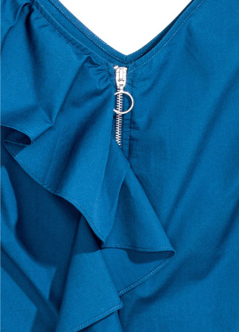 Блуза H&M однотонный синий кэжуал хлопок