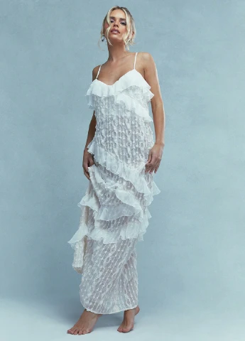 Молочна пляжна сукня з відкритою спиною SHEIN однотонна