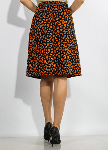 Черная кэжуал леопардовая юбка Time of Style а-силуэта (трапеция)