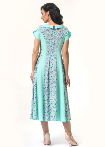 Мятное кэжуал платье клеш, рубашка Alika Kruss с цветочным принтом