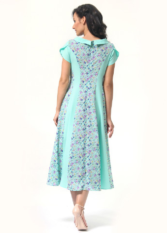 Мятное кэжуал платье клеш, рубашка Alika Kruss с цветочным принтом