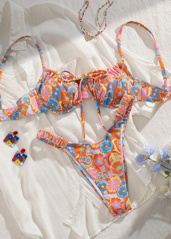 Комбинированный летний купальник (лиф, трусики) бикини, раздельный SHEIN