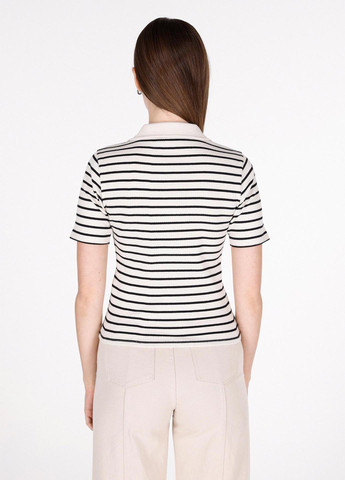 Черно-белая женская футболка-поло Colin's в полоску
