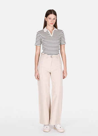 Черно-белая женская футболка-поло Colin's в полоску