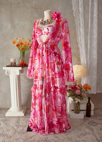 Комбінований літній купальник (ліф, трусики, парео) балконет, роздільний SHEIN