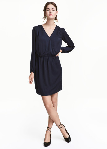 Темно-синее кэжуал платье для кормящих клеш H&M однотонное
