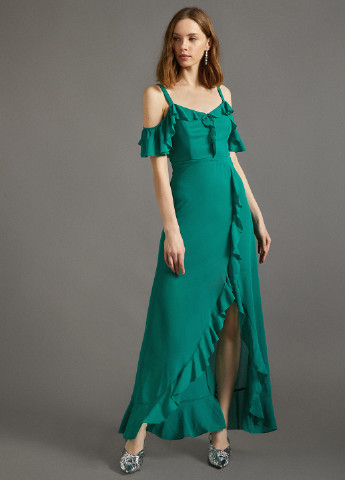 Зеленое кэжуал платье клеш KOTON однотонное