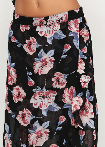 Костюм (блуза, юбка) Think Positive юбочный цветочный чёрный кэжуал