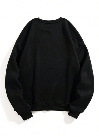 Чорний світшот SHEIN напис без декору (330749845)