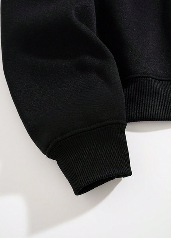 Чорний світшот SHEIN напис без декору (330749845)