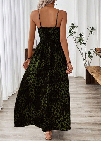 Оливкова кежуал сукня а-силует SHEIN леопардовий