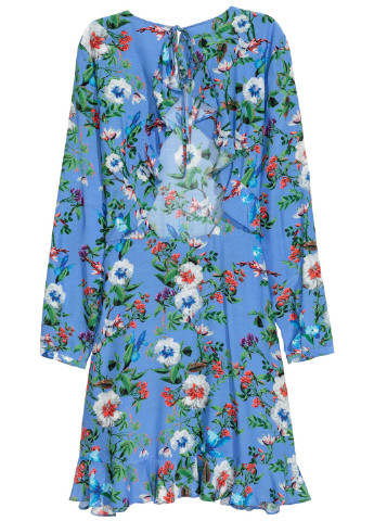 Голубое кэжуал платье с рисунком H&M в полоску