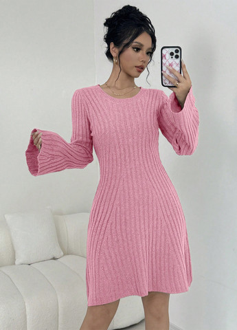 Рожева кежуал сукня сукня светр SHEIN однотонна