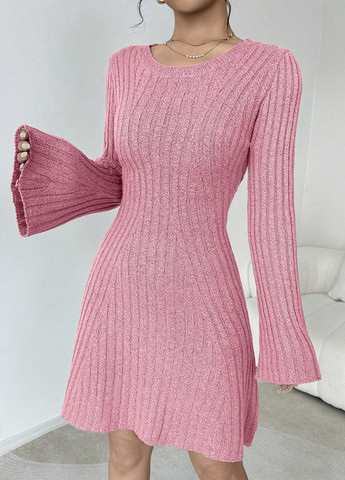 Рожева кежуал сукня сукня светр SHEIN однотонна