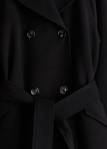 Черное демисезонное Пальто двубортное H&M