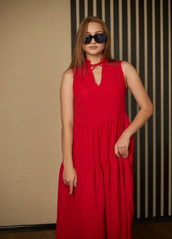Красное кэжуал платье а-силуэт MaCo exclusive однотонное