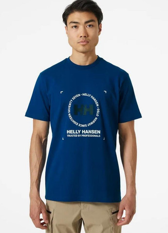 Темно-синяя футболка 53976-606 Helly Hansen Move Cotton T-Shirt
