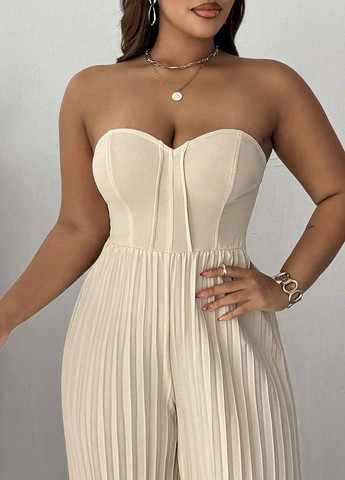 Комбинезон SHEIN комбинезон-брюки однотонный кремовый кэжуал полиэстер