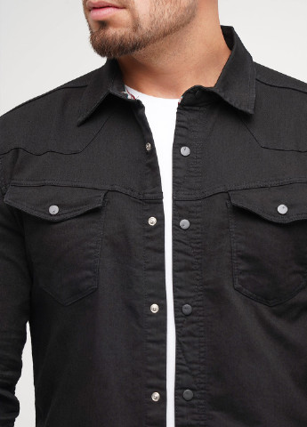 Черная джинсовая рубашка однотонная Trend Collection