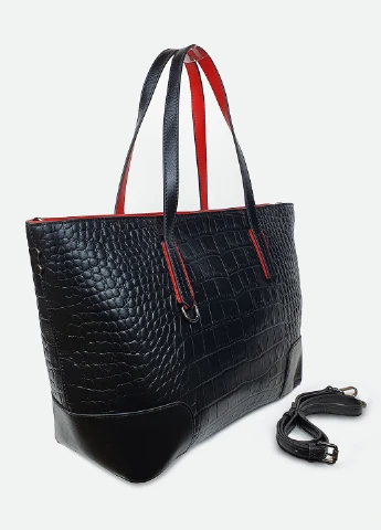 Шкіряна сумка шоппер велика на плече 6002 чорна Fashion Сумка (226284946)