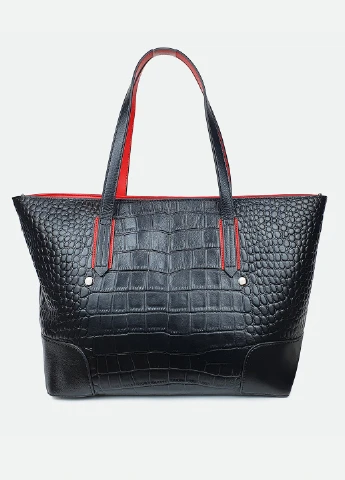 Шкіряна сумка шоппер велика на плече 6002 чорна Fashion Сумка (226284946)