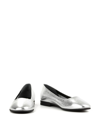 Жіночі балетки Le'BERDES | срібні однотонні без декору натуральна шкіра (360795631)