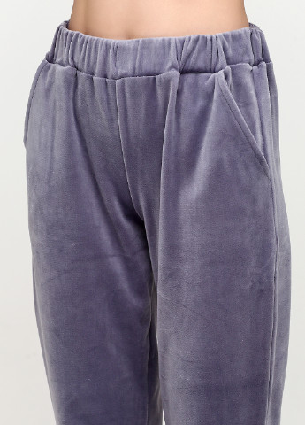 Костюм (світшот, брюки) VL однотонний світло-сірий спортивний велюр, поліестер