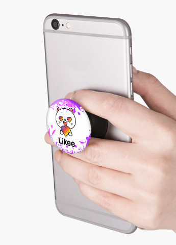 Попсокет (Popsockets) тримач для смартфону Лайк Котик (Likee Cat) (8754-1036) Чорний MobiPrint (216748400)