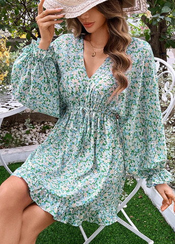 Комбинированное кэжуал платье в стиле ампир, с открытой спиной SHEIN с цветочным принтом