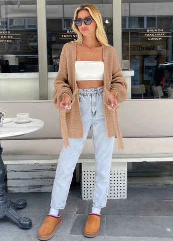 Песочный демисезонный кардиган SHEIN