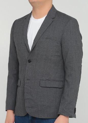 Пиджак H&M однобортный меланж тёмно-серый кэжуал лен