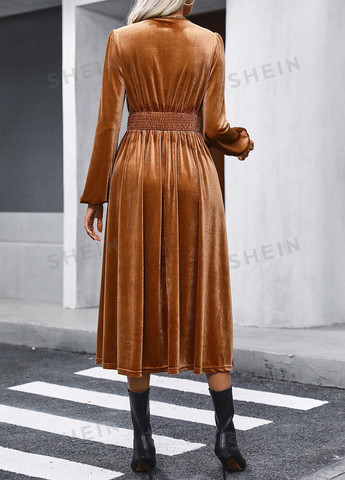 Світло-коричнева кежуал сукня кльош SHEIN однотонна