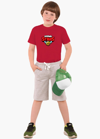 Красная демисезонная футболка детская лого бравл старс (logo brawl stars)(9224-1000) MobiPrint