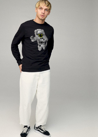 Черный свитшот мужской basic /no flis/ YAPPI рисунок (251424400)