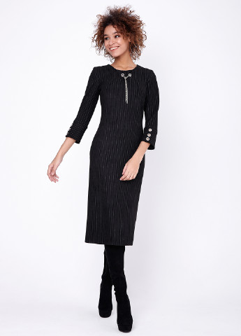 Черное кэжуал платье футляр ST-Seventeen в полоску