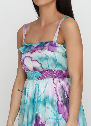 Голубое кэжуал платье в стиле ампир Made in Italy с цветочным принтом