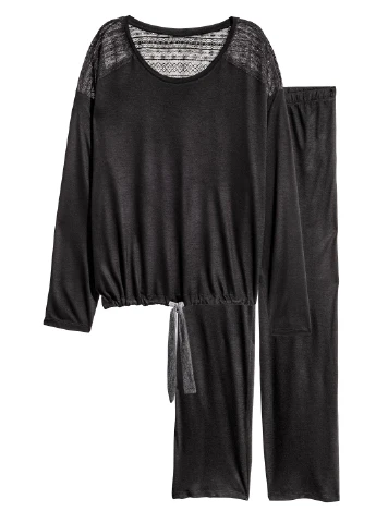 Чорна всесезон піжама (лонгслів, брюки) лонгслів + брюки H&M