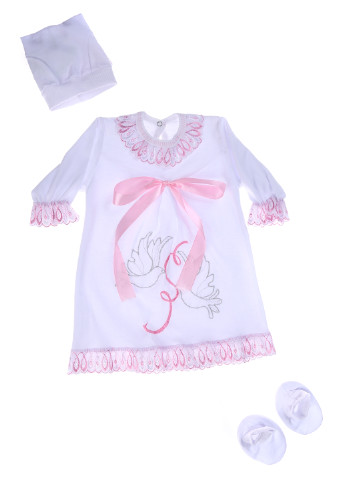 Білий демісезонний комплект (плаття, косинка, пінетки) Baby Art