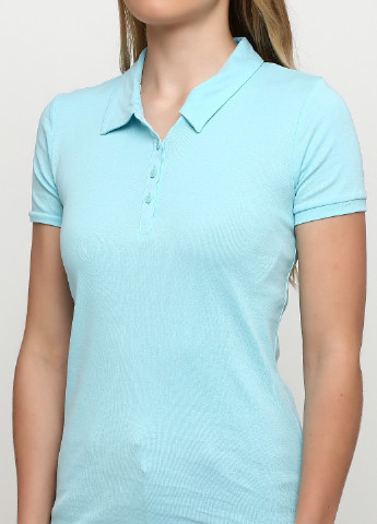 Голубой женская футболка-поло C&A однотонная