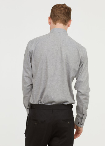 Серая кэжуал рубашка меланж H&M с длинным рукавом