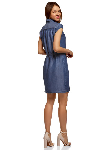 Синя джинсова сукня коротка Oodji однотонна